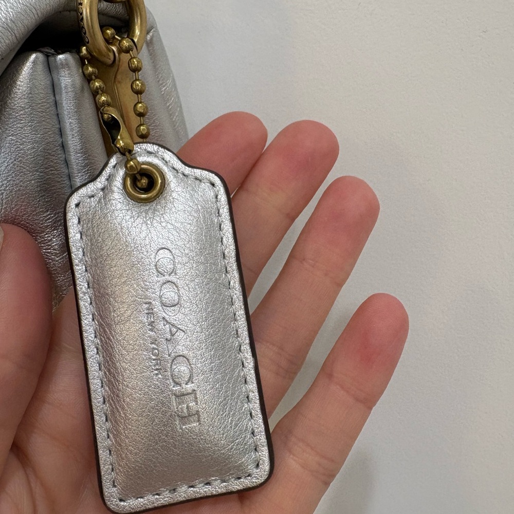 Coach Pillow Tabby MetallicSilver Leather Shoulder Bag - Picture 5 of 12